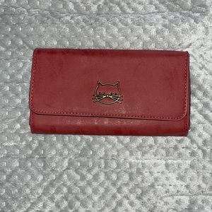Red cat trifold wallet